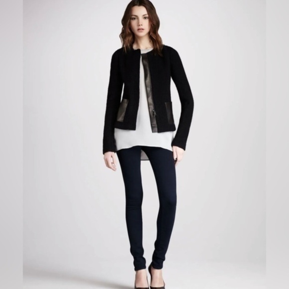 VINCE Wool & Leather Jacket in Black size small Retail: $495